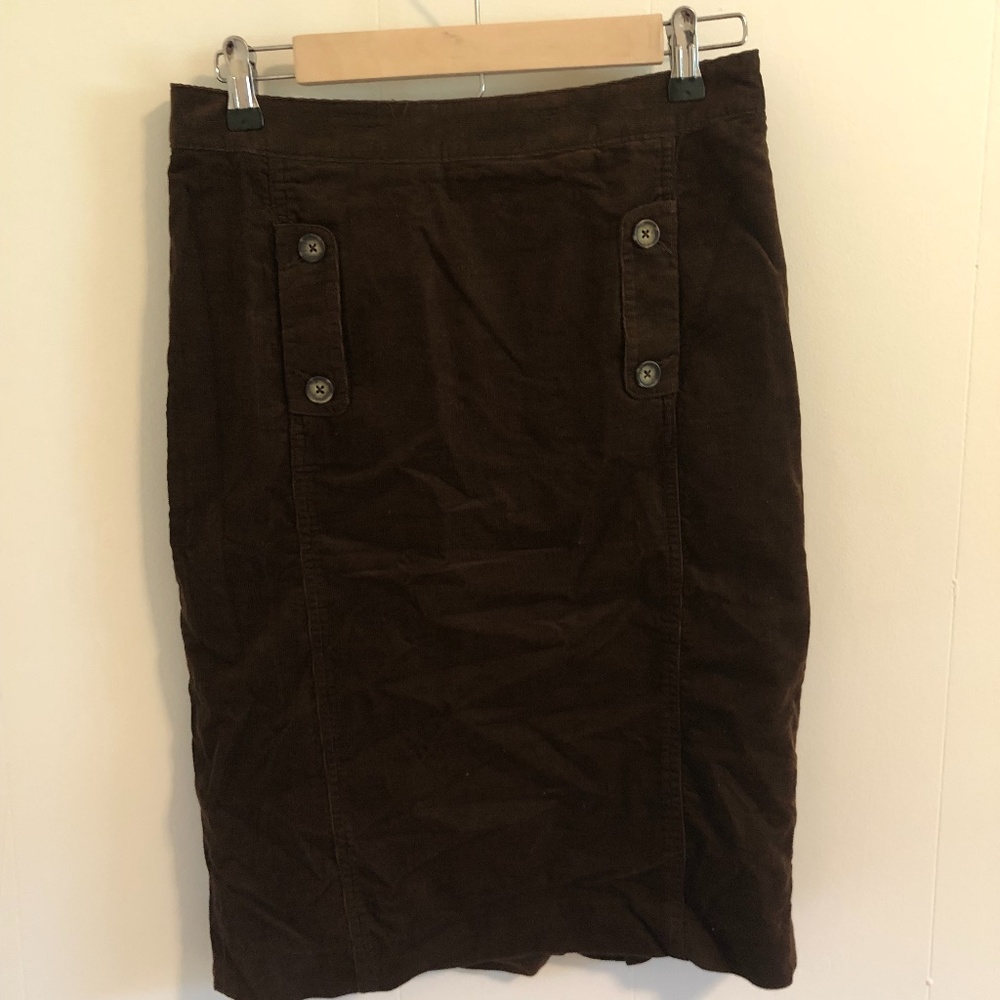 NEW Banana Republic Brown Midi Corduroy Skirt Sz 4